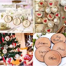 COSANSYS 120PCS Natural Wood Slices 5-6 Cm Unfinished Predrilled Log Discs Wooden Circles With Natural Jute Twine For DIY Crafts 2025 New Christmas Decorations Ornaments