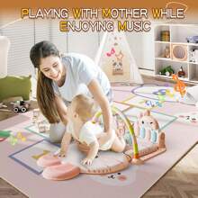 Baby Gym Game Mat, Baby Game Mat And Activity Gym, Baby Piano Gym With 5 Baby Learning Senses, Baby Music Activity Center, Baby And Toddler Game Mat, Prone Time Mat Toys 0-3-6-12 Months