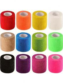 12pcs/Set Sports Wrist Wrap Set, Tear-Off Self-Adhesive Elastic Bandage, Finger Bandage, Ankle Protective Sports Bandage, Elastic Bandage, Breathable Fixed Sports Bandage, Disposable Elastic Band, Wrist Strap, For Sports Exercise Gym Accessories Sales Sports Tape