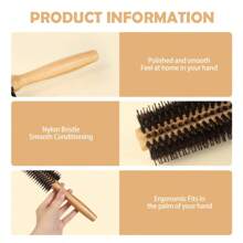 3 In 1 Bamboo Hair Brush Set - Natural Bamboo Comb Paddle Detangling Hairbrush, Tail Comb No Bristle & Round Brush With Boar Bristle & Nylon, Suit For Women Men, Thick/Thin/Curly/Dry Hair Gift Kit