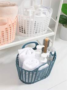 1/3 PCS, Plastic Foldable Storage Basket With Handle, Suitable For Home Bathroom And Laundry, Multi-Functional Storage, Snack And Sundries Storage, Suitable For Home Storage, Picnic Takeout