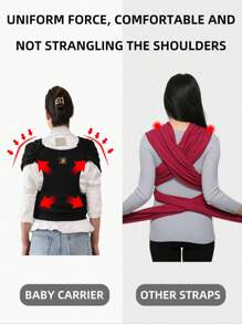 rooya baby 1pc Infant Black Versatile 100% Cotton All Season Sling Carrier, Front Facing Newborn Baby Carrier Wrap