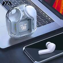 MEIYIXING DIGITAL TECHNOLOGY MEIYIXING Transparent TWS Wireless Earbuds, With LED Power Display Screen, Sports And Exercise In-Ear Headphones, Volume Control, Compatible With Smartphones, Capacitive Microphone, High-Quality Music, 200mAh Long Battery Life, Single-Play Duration Up To 2-5 Hours