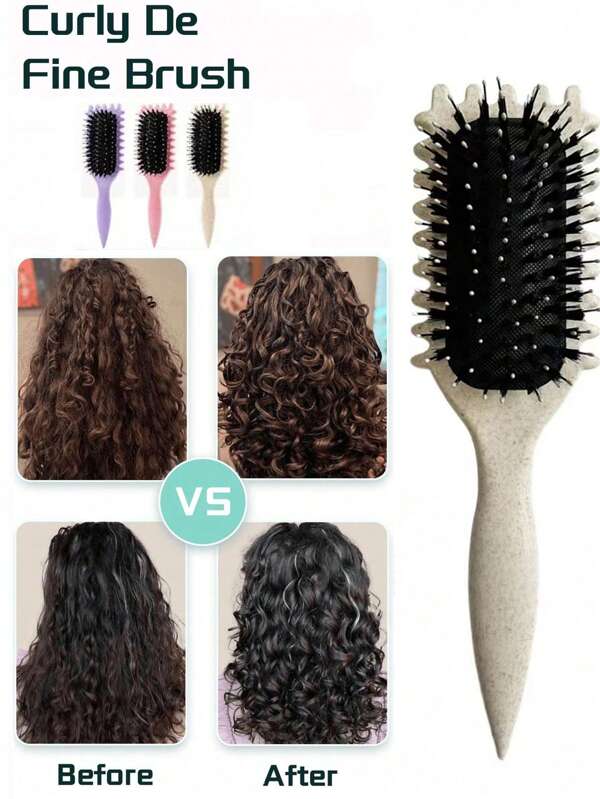 Cepillo definidor de rizos - Cerdas de nailon suaves para un fácil peinado de rizos, sin tirones, herramienta para el cabello lista para el verano para mujeres y hombres con cabello rizado