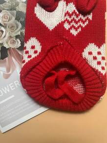 1pc Polka Dot & Heart Pattern High Collar Pet Sweater