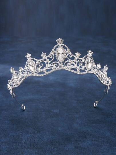 1pc Elegant Princess Headdress Fashion Headband Crown Tiara, Rhinestone Alloy Bridal Crown For Women Costume, Party, Wedding, Photography Accessory