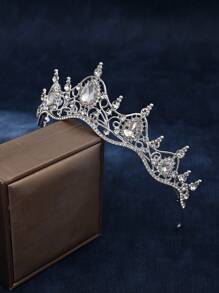 1pc Elegant Princess Headdress Fashion Headband Crown Tiara, Rhinestone Alloy Bridal Crown For Women Costume, Party, Wedding, Photography Accessory