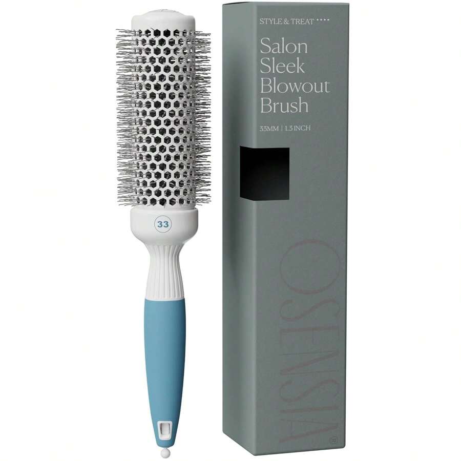 Cepillo redondo profesional para el secado - Pequeño cepillo térmico iónico de cerámica con barril de 1.3 pulgadas y cerdas de 2 pulgadas para un peinado liso, preciso y un efecto de salón - Cepillo redondo para el cabello de poco peso