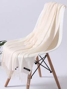 1pc Women 70*190cm Faux Cashmere Long Fringe Scarf, Minimalist Elegant Air-Conditioner Shawl Soft Breathable Warm Scarf, Suitable For Daily Outings, Dates, Sun Protection, Warm, All Seasons Use For Dress - Multicolor - View 9