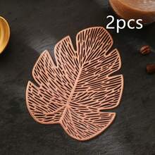 1/6/12件香蕉叶杯垫，防滑耐热杯垫，防水防油装饰垫，适用于餐桌、餐厅、咖啡厅 - 彩色 - 查看 13