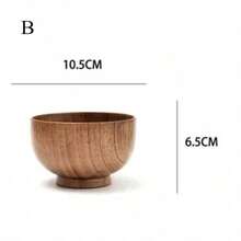 1 pieza Bol de madera sólida y redonda de alta calidad, pulida y multiuso para ensaladas, frutas, sopas, arroz y utensilios de cocina, útil también como material escolar