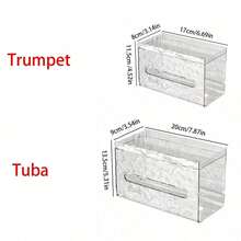 1/3pcs (White Or Black Or Green)Large Transparent Glacier Tissue Boxes, Transparent White+Transparent Gray Wall Mounted Non Perforated Storage Boxes, Waterproof Tissue Boxes, Suitable For Bathrooms, Living Rooms, And Kitchens,Tissue Box Holder
