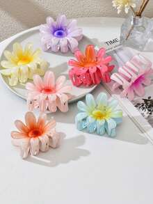 1件装全新糖果渐变色雏菊形发夹，是送给女性的完美礼物，包含大号发夹、螃蟹形发夹和发饰。送给女性朋友的理想礼物。夏季 - 彩色 - 查看 13