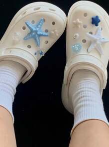1pc Summer Vacation Style Starfish & Shell Charm Set For Women Casual Sandals/Slippers Decorative Accessories