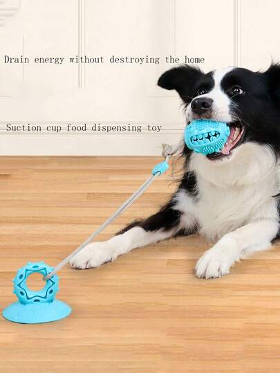 1个宠物狗玩具，吸盘式慢食喂食器，耐用耐嚼玩具，适合大小型犬，缓解无聊并清洁牙齿。
