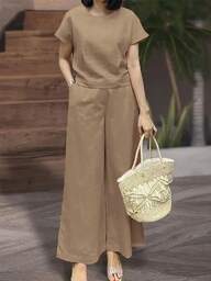 New Sporty And Casual Set For Women In Southeast Asia: Short-Sleeved T-Shirt And Capri Pants