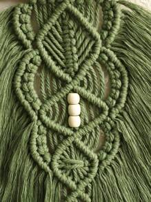 1pc Exquisite And Handmade Macrame Wall Hangings. These Hangings Feature Intricate Knotting Patterns With Tassel Details, And Accented With Light - Colored Wooden Rods And Beads. Ideal For Bohemian - Style Lovers And Home Decor Aficionados. Perfect For Decorating Living Rooms, Bedrooms, Or Any Space Seeking A Touch Of Rustic And Artistic Flair, Adding A Cozy And Inviting Atmosphere. Room Decor Bedroom Decor Wall Decor