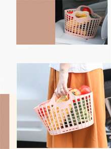 1/3 PCS, Plastic Foldable Storage Basket With Handle, Suitable For Home Bathroom And Laundry, Multi-Functional Storage, Snack And Sundries Storage, Suitable For Home Storage, Picnic Takeout