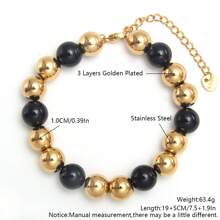 1pc Stretch Stainless Steel Bracelets Gold Sliver Color 2MM 5MM 8MM Stacked Ball Beaded Bracelet For Women Men Jewelry