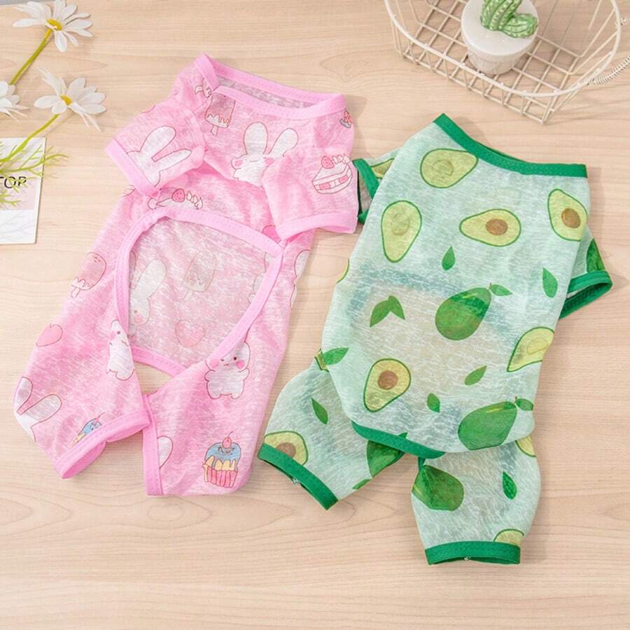Thin Breathable 4-Leg Pet Dog Clothes, Suitable For Teddy, Poodle, Puppy & Small Dogs, Anti-Shedding - Pink - View 1