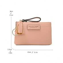 Mini PU Leather Coin Purse With Key Chain Fashion Zipper Handbag Pouch Compact Card Holder With Tassel Large Capacity Change Bag For Women Wallet Purse Wallet Wallet Keychain Travel Wallet Coin Wallet