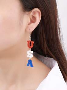 1 par de pendientes casuales con gota de color bandera de EE. UU. y estrella de acrílico para mujeres y niñas, accesorios patrióticos para el Día de la Independencia