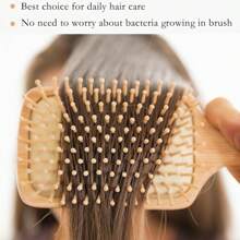 3 In 1 Bamboo Hair Brush Set - Natural Bamboo Comb Paddle Detangling Hairbrush, Tail Comb No Bristle & Round Brush With Boar Bristle & Nylon, Suit For Women Men, Thick/Thin/Curly/Dry Hair Gift Kit