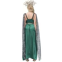 Halloween Performance Costume Export Version Dark Green Snake Print Split Long Dress Mythical Siren Medusa Costume