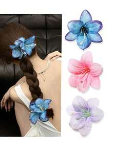 4 件/1 件百合花发夹，渐变色波西米亚时尚发饰，优雅甜美，适合海滩度假，适合所有季节爪夹发夹发夹，学校用品 - 4PCS多色 - 查看 7