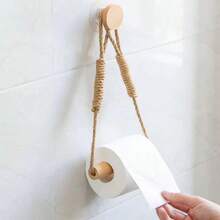 1 chiếc giá treo khăn giấy bằng gỗ và dây thừng dệt, phụ kiện phòng tắm thanh lịch và thiết thực, hộp đựng khăn giấy cuộn treo tường sáng tạo - Lạc đà - Xem 2