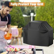 1pc Extra-Large Heavy-Duty Waterproof Grill Cover - Durable BBQ Accessory For Camping & Hiking, Heat Resistant, Easy To Clean, Weatherproof Protection For Outdoor Grills, Black Polyester With Drawstring Closure, Grill Covers For Outside