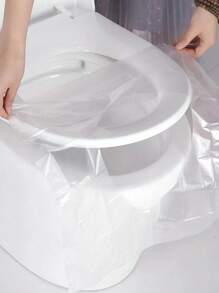 50 Stücke Einweg PVC Toilettendeckelüberzüge, einfache und transparente einzeln verpackte Toilettendeckelüberzüge für Sommerreisen und Badezimmerdekoration