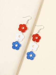 1 par de pendientes casuales con gota de color bandera de EE. UU. y estrella de acrílico para mujeres y niñas, accesorios patrióticos para el Día de la Independencia