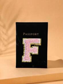 1pc A-Z Letter Travel Passport Holder, PU Material Map Pattern Passport Cover, Pink Color Passport Case, Business Travel Passport WalletFor Travel For Flight Lightweight - Black - View 11