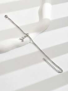 1pc Fashionable Minimalist 26 English Letter Crystal Inlaid Anklet, Suitable As Gift For Teenagers, Party And Holiday