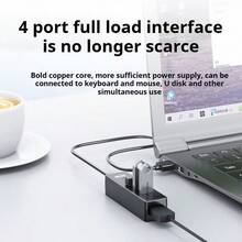 Acer USB 集线器，高速 4 端口 USB 分配器适配器扩展，适用于笔记本电脑、台式电脑、手机、1 至 4 多端口延长线转换器 - 黑色 - 查看 3