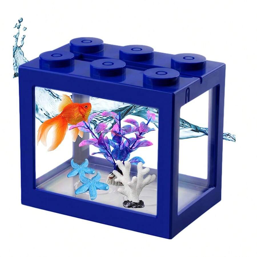 Mini Fish Tank For Beta Fish Complete Aquarium Kit - Blue - View 1