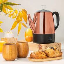 Small Percolator Coffee Pot Electric 4 Cup, Stainless Steel Coffee Maker, Coffee Percolator Electric With Keep Warm Function, 4 Cups Stainless Steel Perculator With Basket - Copper 4 Cup - View 4