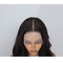 Body Wave Wig 13X6 Transparent Lace Front Wig Synthetic Hair Wig With Baby Hair For Women 26 Inch 1B Color Synthetic Heat-Resistant Ideal For Daily Wear - màu đen - Xem 5