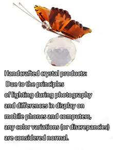 蓝色水晶蝴蝶挂饰，纯手工制作，采用几何水晶材质，具有轻巧奢华、创意透明水晶蝴蝶设计，适合作为情人节、万圣节、圣诞节和生日派对的礼物。 - 棕色 - 查看 3