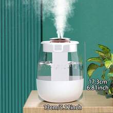 大容量超静音雾化加湿器，带 USB 接口 - 非常适合卧室和办公桌，大容量，是家庭和卧室的理想加湿器 - 白色 - 查看 10