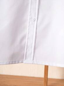 Camisa formal de manga corta blanca de estilo academia clásica para adolescentes, uso informal para fiestas