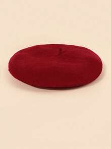 1pc Unisex Kids Y2K Style Solid Color Lightweight Breathable Fashion Beret Hat, Suitable For Casual Wear - Beret - View 8