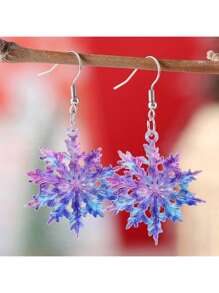1 Pair Classic Elegant Acrylic Ombre Snowflake Dangle Earrings For Women