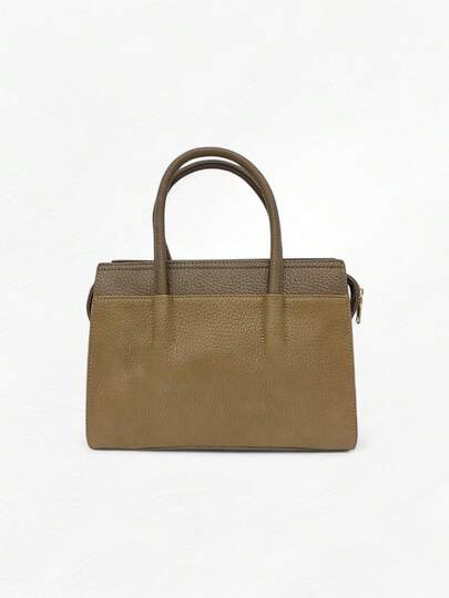 Women's Fashion Leather Handbag With Zipper And Adjustable Shoulder Strap, Stylish Minimalist Tote Bag