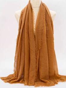 1pc Women's Solid Pleated Basic Classic Plain Headscarf Hijab Wrap Abaya Accessories - Pleated Cotton and Linen - View 68