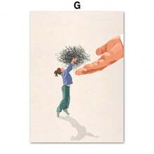 1pc Quà tặng hiện đại tối giản cuộc sống hàng ngày nghệ thuật treo tường vải canvas cô gái đọc sách áp phích bóng bay in cốc hình ảnh trừu tượng cho trang trí phòng khách khung tùy chọn - Nhiều màu - Xem 28