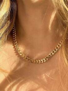 Tkool 1 pieza Collar de cadena gruesa elegante, accesorio de moda para mujer