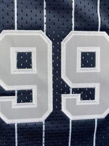 Atonmore Men's Basketball Shorts, Blue, Vintage Mesh Embroidery Zip Pockets Sports Shorts - Blue - View 4