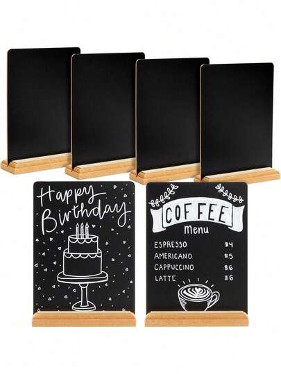 1/2set Mini Chalkboard Signboards With Stand, With Stand Place Cards, Small Chalkboards For Table Decorations, Weddings, Birthday Parties, Table Numbers, Food Labels, Message Board Signs And Event Decorations, Restaurant Food Display, Message Boards, Small Business, Wedding, Banquet, Coffee Shop,Graduation, Open Bar Sigs With Holder